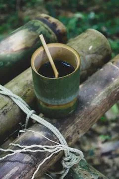 Bamboo Cup of coffee Stock Photos