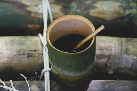 Bamboo Cup of coffee Stock Photos