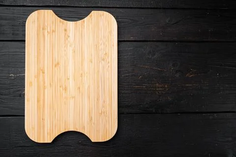Bamboo cutting board empty for empty for copy space for text or food, top vie Stock Photos