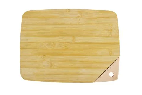 Bamboo Cutting Board With Handle On White Background - Kitchen Prep Surface Stock Photos