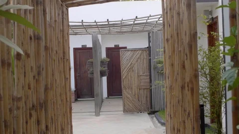 Bamboo Decorated Hall Stock Footage 107166738