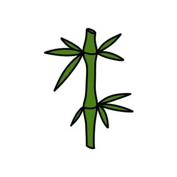 Bamboo doodle icon, vector color cute illustration Stock Illustration