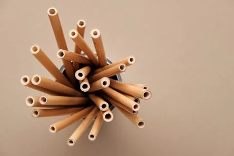 Bamboo Drinking Straw. Zero waste Reusable Bar Equipment for Drink Cocktails, Stock Photos