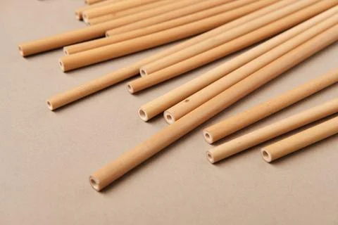 Bamboo Drinking Straw. Zero waste Reusable Bar Equipment for Drink Cocktails, Stock Photos