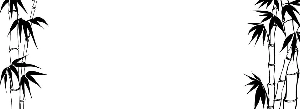 Bamboo elements design template. Panoramic simple design with frame leaf. Summer Illustrazione stock