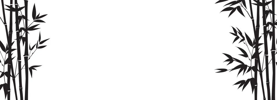 Bamboo elements design template. Panoramic simple design with frame leaf. Summer 스톡 일러스트