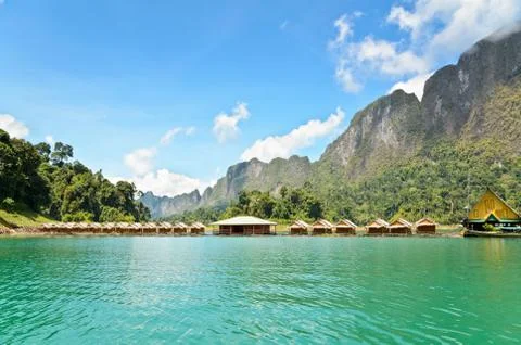 Bamboo floating resort Stock Photos