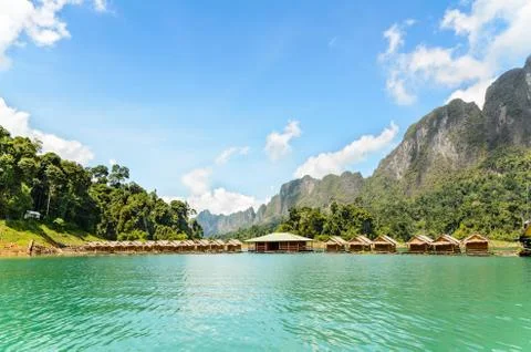Bamboo floating resort Stock Photos