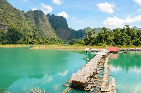 Bamboo floating resort Stock Photos