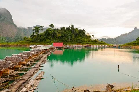 Bamboo floating resort Stock Photos