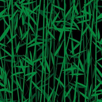 Bamboo forest seamless vector pattern over black background Illustrazione stock