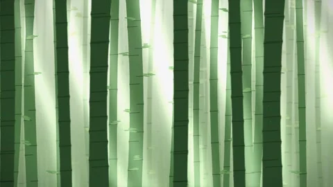 Bamboo forest vertical lines in shades of green. 2d animation Stock Footage 342727636