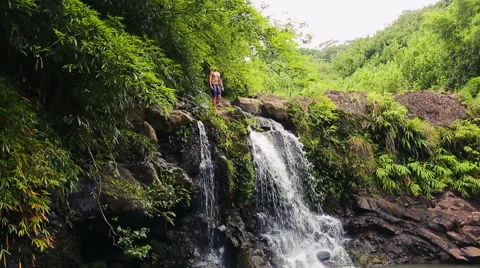 Bamboo Forest Waterfall Cliff Jump Dive Vidéo 54596191
