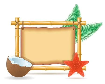 Bamboo frame and coconut vector illustration Stockillustratie