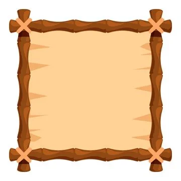 Bamboo frame holding empty parchment banner with copy space 스톡 일러스트