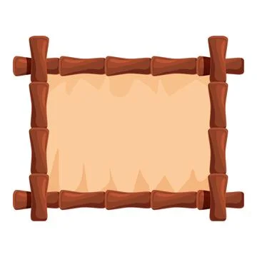 Bamboo frame holding old parchment scroll banner Stock Illustration