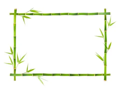 Bamboo frame isolated on white background Stock Photos