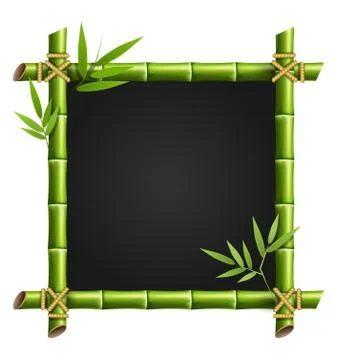 Bamboo frame with leafs isolated on white Stock Illustration