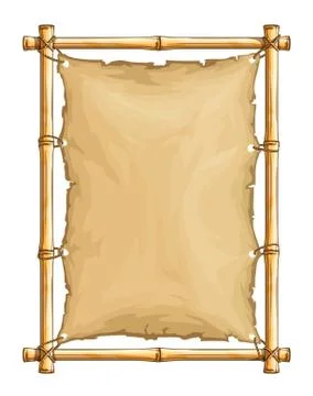 Bamboo frame with old torn textile cloth. Illustration. Stock Illustration