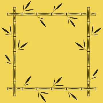 Bamboo frame square geometric shape, blank signboard mockup with place text,  Stock Photos