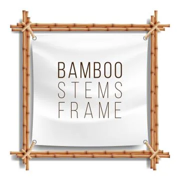 Bamboo Frame Template Vector. Good For Tropical Signboard. Empty Canvas For Text Illustrazione stock