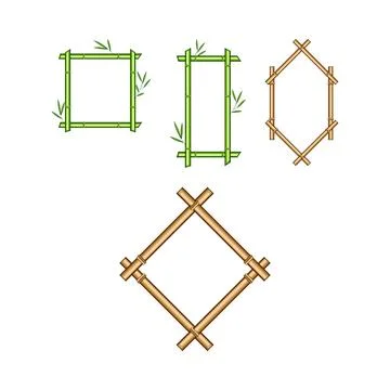 Bamboo frames and borders set with leaves Illustrazione stock