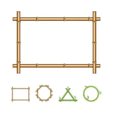 Bamboo frames forming natural borders and decorative elements イラスト素材
