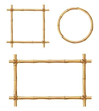 Bamboo frames, isolated vector wooden borders set Stockillustratie