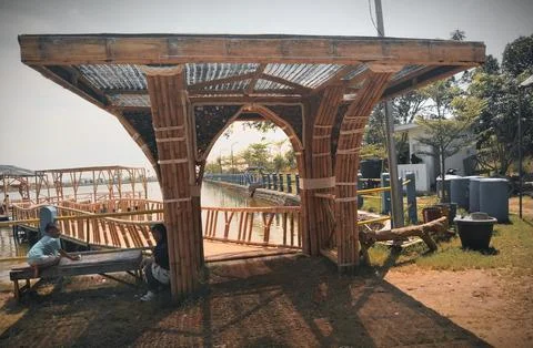 Bamboo gate 스톡 사진