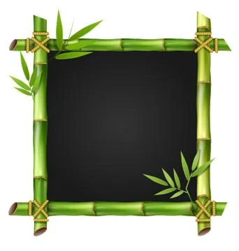 Bamboo grass frame with leafs isolated on white Stock Illustration