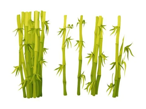 Bamboo green decoration elements in flat style Stock Illustration
