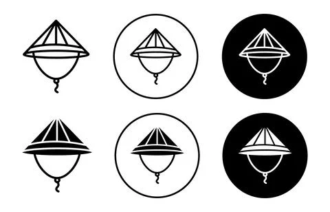 Bamboo hat flat line icon set. bamboo hat Thin line illustration vector Stock Illustration