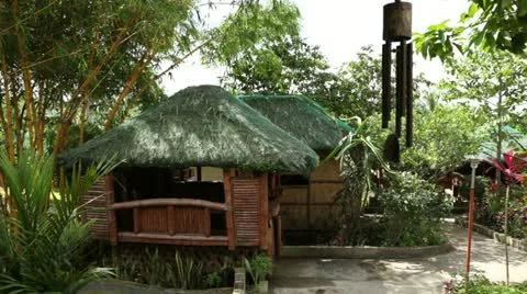 Bamboo Huts with wind chime in the foreground 動画素材 10823069