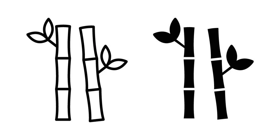 Bamboo icon bundle for website design projects Stock Illustration
