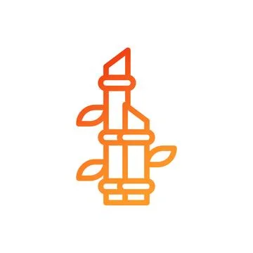 Bamboo icon gradient red orange chinese illustration Illustrazione stock