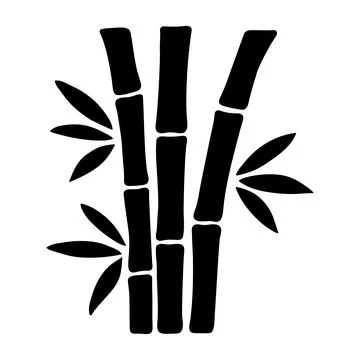 Bamboo icon isolated on white. Vector black simple japanese plant illustration. Stock Illustration