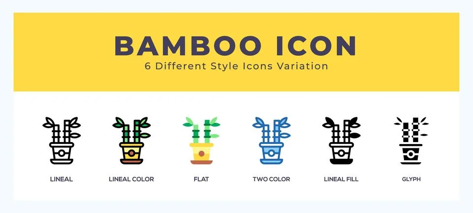 Bamboo icon set. Design elements for logo Stock Illustration