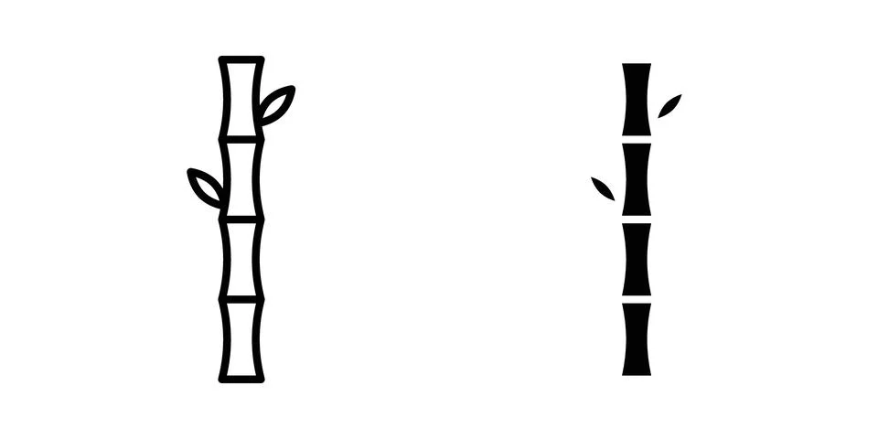 Bamboo icon solid, line, and editable vector set. Stock Illustration