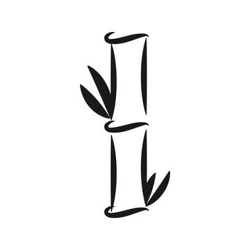 Bamboo icon. Vector logo. Black outline stroke, sketch style design. Chinese Stock Illustration
