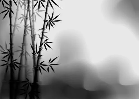 Bamboo ink effect. Stylization under the work of Chinese artists. Stock Illustration