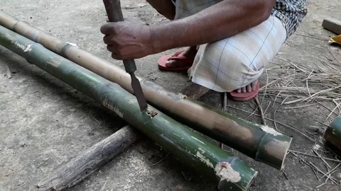 Bamboo ladder Stock Footage 125926583