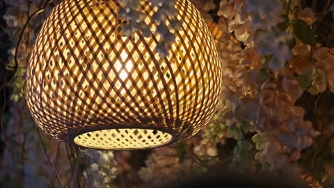 Bamboo Lamp in Floral Setting Stock Footage 301951253