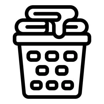 Bamboo laundry bin icon outline vector. Collecting dirty clothes Illustrazione stock