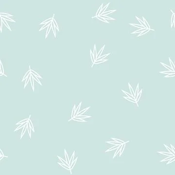 Bamboo leaf line seamless pattern Stock Illustration