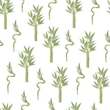 Bamboo leaves branch seamless pattern, simple flat style vector illustration Illustrazione stock