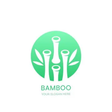 Bamboo logo concept. Vector circle icon design. Green plant symbol Stock Illustration