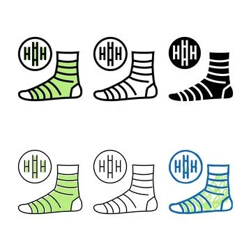 Bamboo material variants sock color icon vector isolated Stock Illustration
