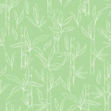 Bamboo outlines seamless pattern, vector illustration. イラスト素材