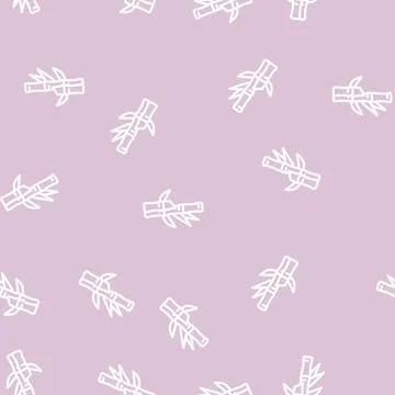 Bamboo plant line vector seamless pattern Stock Illustration