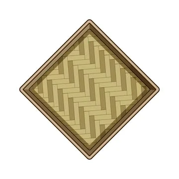 Bamboo plate with herringbone weaving pattern Stock Illustration